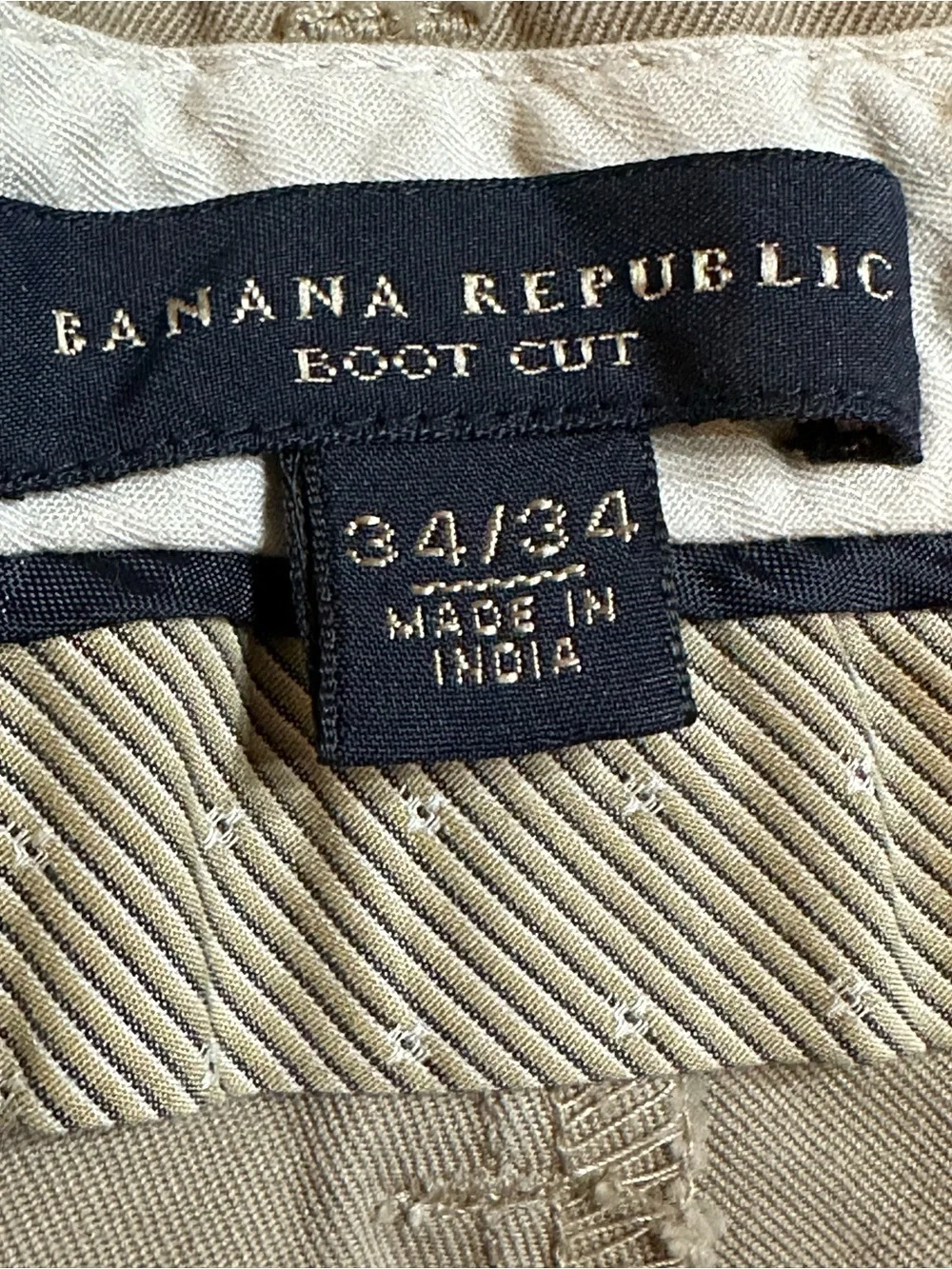 Banana Republic Boot Cut Chino Pants Mens 34x34 Khaki Tan 100% Cotton Classic